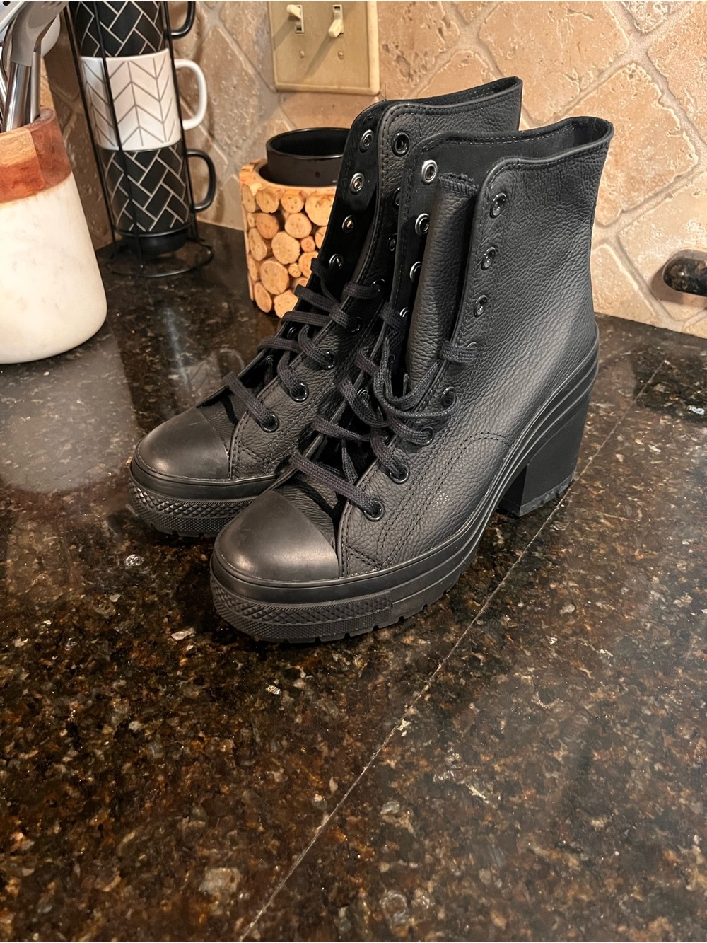 Converse Black De Luxe Heel Boots sz 11.5
